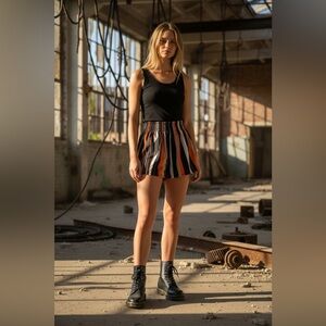 Striped Orange and Black Shorts